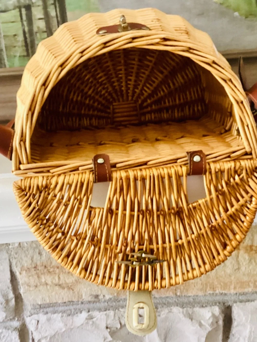 Wicker Mushroom Foraging Basket Crossbody Bag W/lid Shoulder Strap Storage Decor
